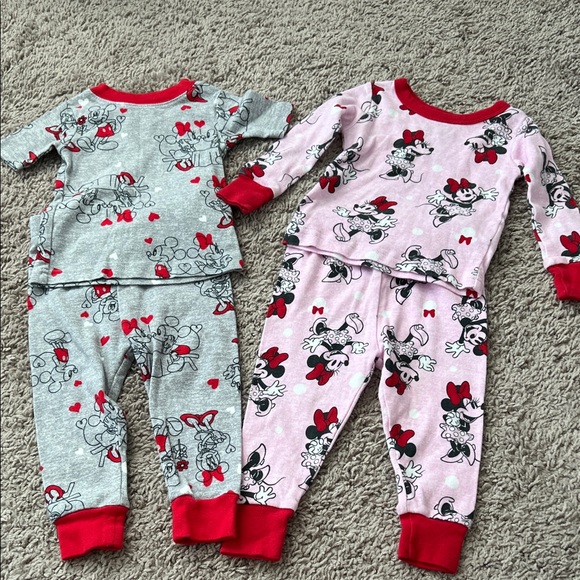 Disney Other - Disney Minnie & Mickey Heart Love PJ Set Bundle